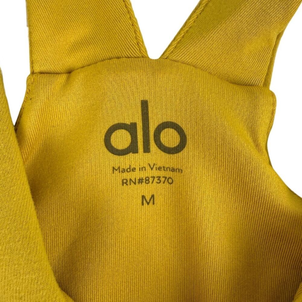 Alo Yoga Mustard Yellow Longline V-Neck Racerback Sports Bra Size M - Picture 5 of 10